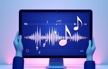 Image depicting music notes or audio waves on a screen, representing music review.