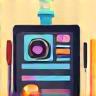 Icon representing digital content creation, maybe a camera or drawing tablet.