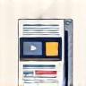 Icon representing media placement, maybe a press clipping or screen with news.
