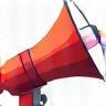 Icon representing a PR campaign, maybe a megaphone or news articles.